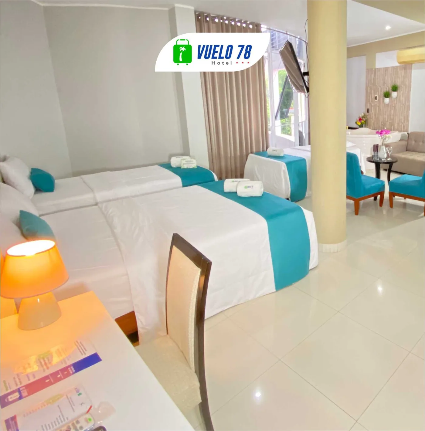 Area principal de camas en la Suite Familiar